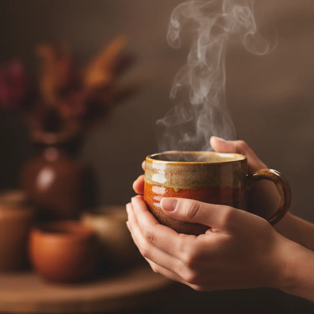 Ambiente cálido y relajante con taza de té